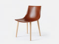 Sedia da pranzo-Legno-Rivestimento effetto pelle-51x49x86 cm-Marrone cognac-Design contemporaneo monoscocca