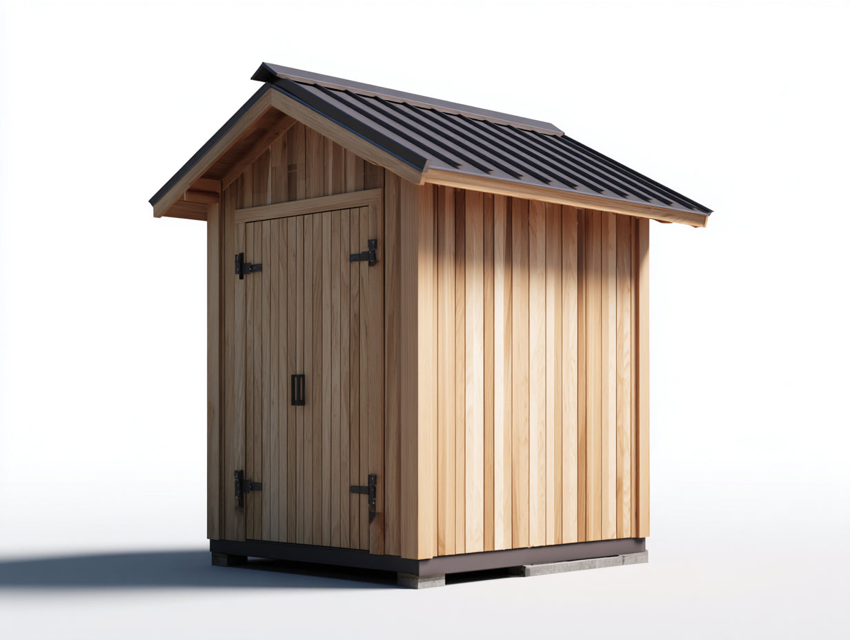 Casetta da giardino-Legno-175x145x228 cm-Legno naturale-Nero-Stile tradizionale compatto