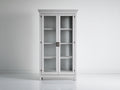 Librerie - legno-vetro - 94x40x185 cm - bianco decapato - rustico