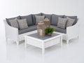 Divani da esterno - rattan-legno-tessuto - 250x250x77 cm - bianco-grigio - stile moderno