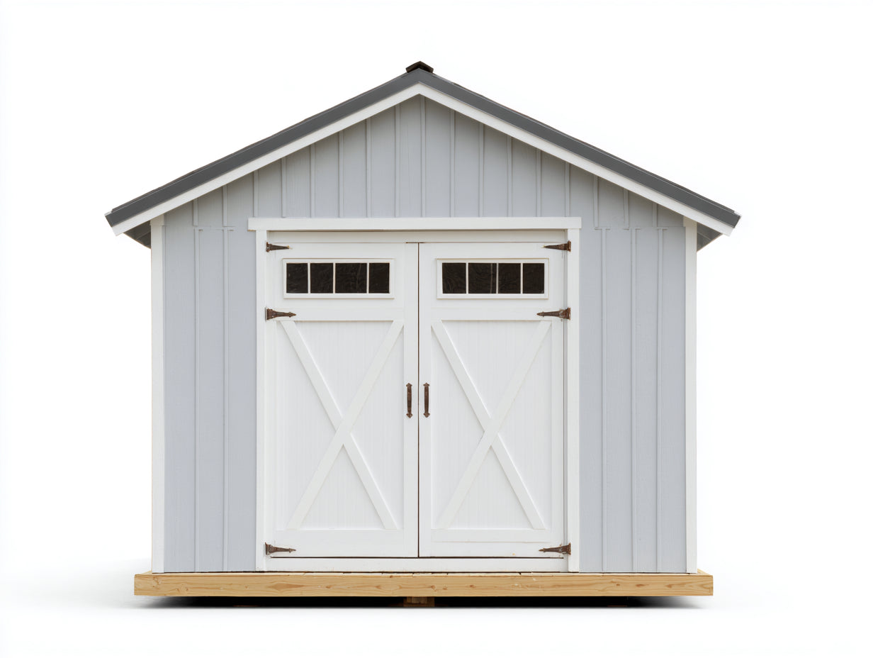 Casetta da giardino-Legno-315x230x250 cm-Grigio chiaro-Bianco-Stile farmhouse