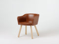 Sedia da pranzo-Legno-Rivestimento effetto pelle-64x60x77 cm-Marrone tabacco-Design lounge contemporaneo
