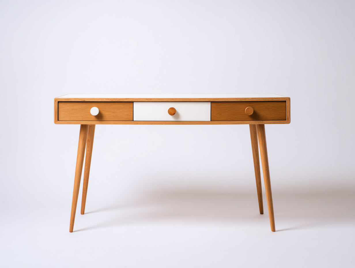 Scrivania - legno - 122x43x75 cm - naturale-bianco - scandinavo