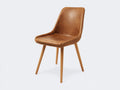 Sedia da pranzo-Legno-Rivestimento effetto pelle-56x53x87 cm-Marrone sabbia-Design nordico elegante