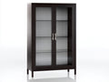 Librerie - legno-vetro - 82x38x168 cm - marrone scuro - contemporaneo