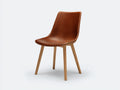 Sedia da pranzo-Legno-Rivestimento effetto pelle-52x50x87 cm-Marrone ambra-Design moderno ergonomico