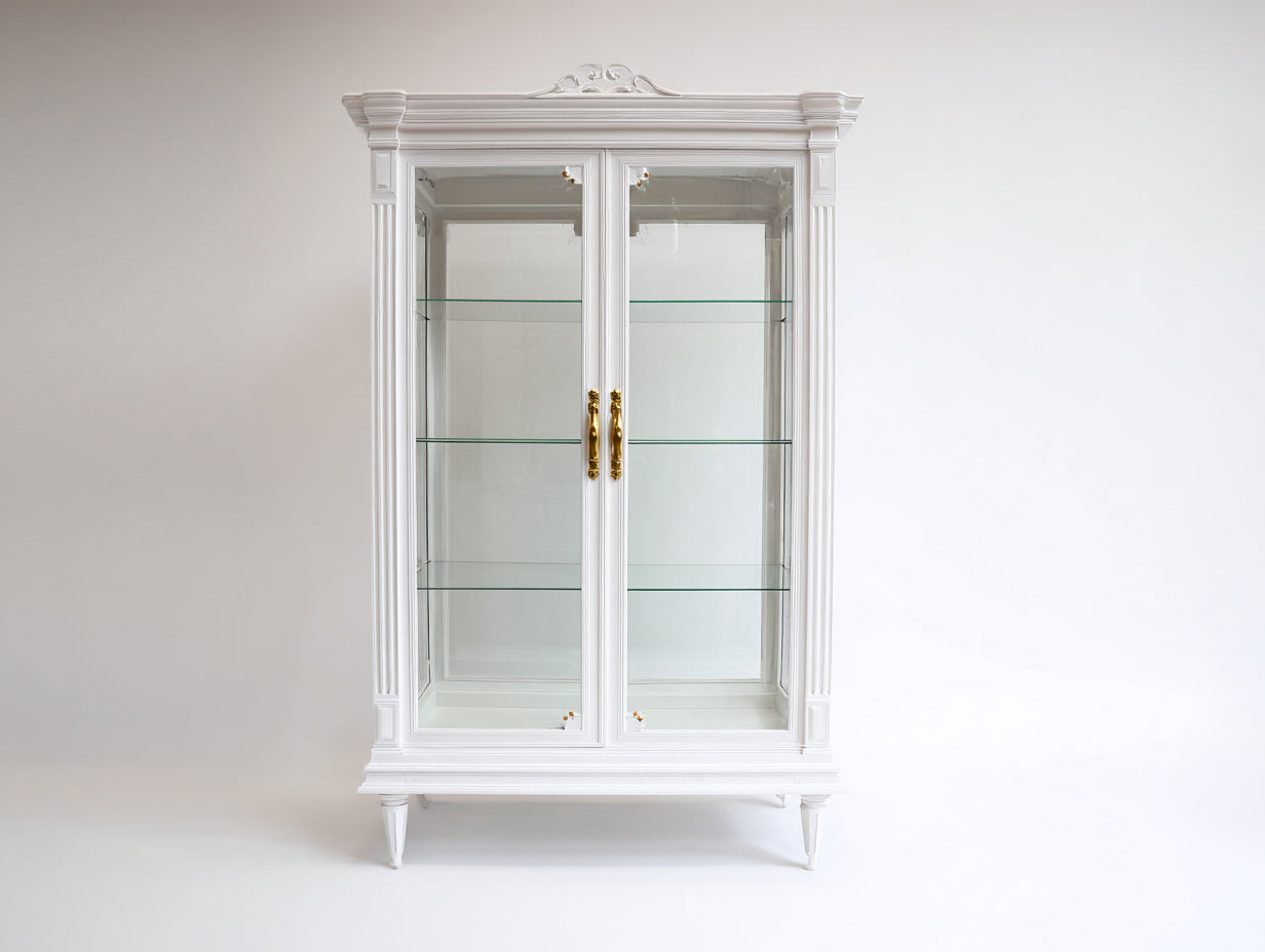 Librerie - legno-vetro-metallo - 104x43x190 cm - bianco-oro - neoclassico