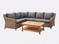 Divani da esterno - rattan-legno-tessuto - 275x225x78 cm - naturale-grigio - stile moderno