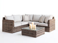 Divani da esterno - rattan-vetro-tessuto - 255x255x76 cm - marrone-beige - stile naturale