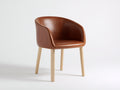 Sedia da pranzo-Legno-Rivestimento effetto pelle-60x57x79 cm-Marrone cognac-Design avvolgente moderno