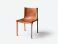 Sedia da pranzo-Legno-Rivestimento effetto pelle-52x48x80 cm-Marrone cognac-Design nordico moderno