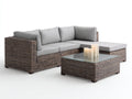 Divani da esterno - rattan-vetro-tessuto - 245x175x76 cm - marrone-grigio chiaro - stile moderno
