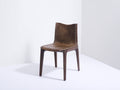 Sedia da pranzo-Legno-Rivestimento effetto pelle-53x50x86 cm-Marrone anticato-Design rustico contemporaneo
