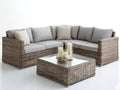 Divani da esterno - rattan-vetro-tessuto - 260x260x77 cm - naturale-grigio chiaro - stile contemporaneo
