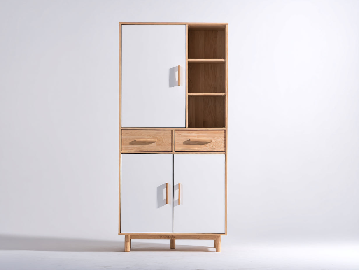 Librerie - legno - 88x37x182 cm - naturale-bianco - moderno nordico