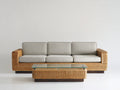 Divani da esterno - rattan-vetro-tessuto-legno - 220x82x78 cm - naturale-beige - stile moderno