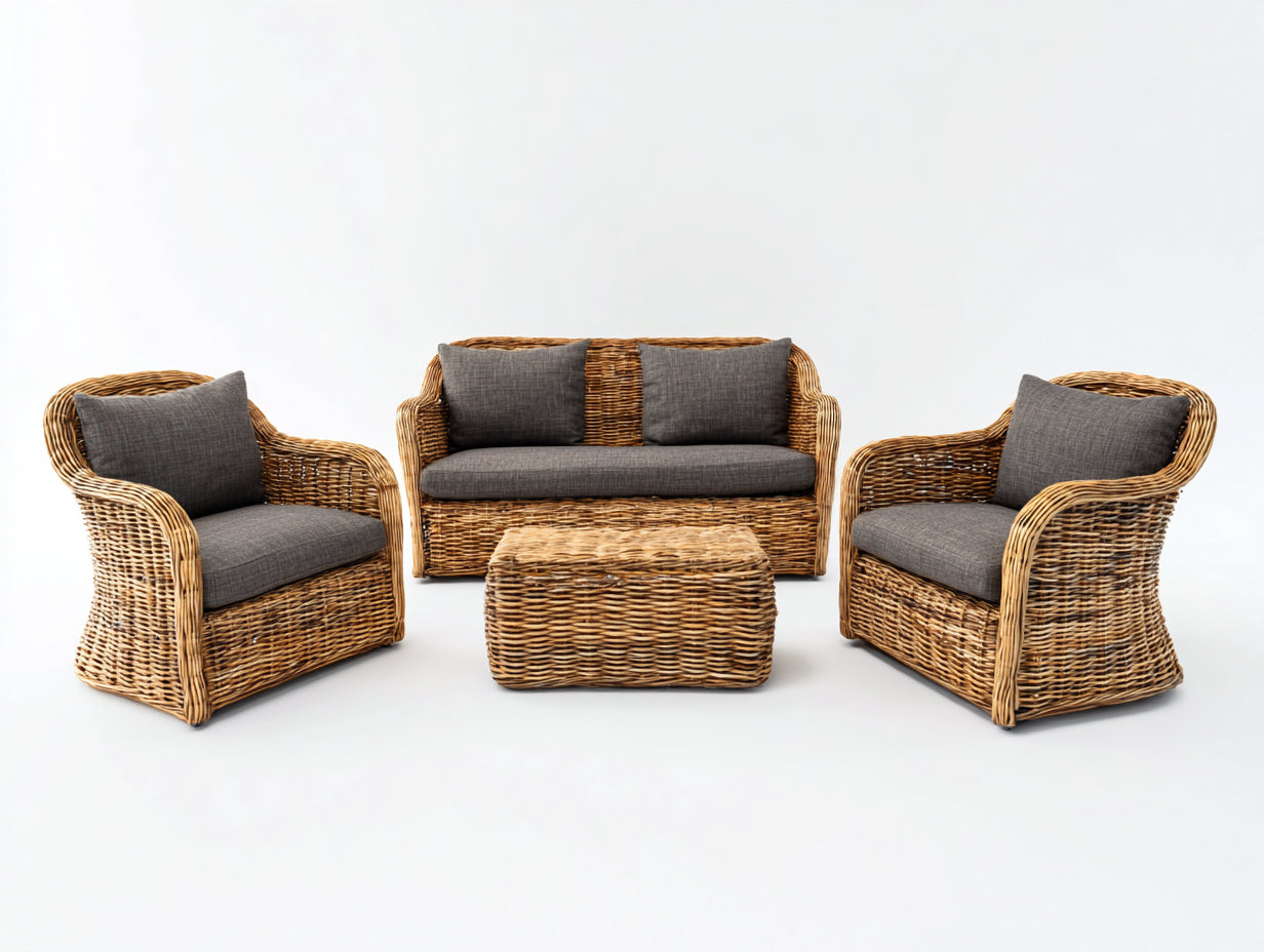 Divani da esterno-rattan-tessuto-120x72x82 cm-marrone naturale-grigio-moderno