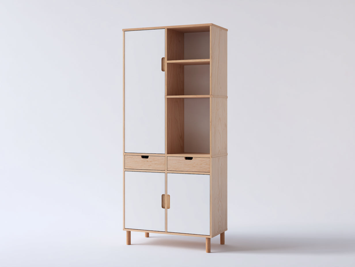 Librerie - legno - 86x36x178 cm - naturale-bianco - nordico
