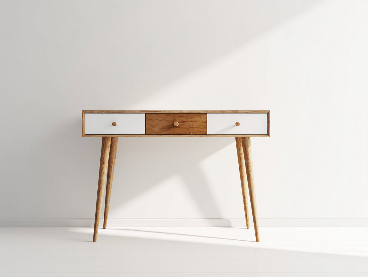 Scrivania - legno - 120x42x76 cm - naturale-bianco - minimalista
