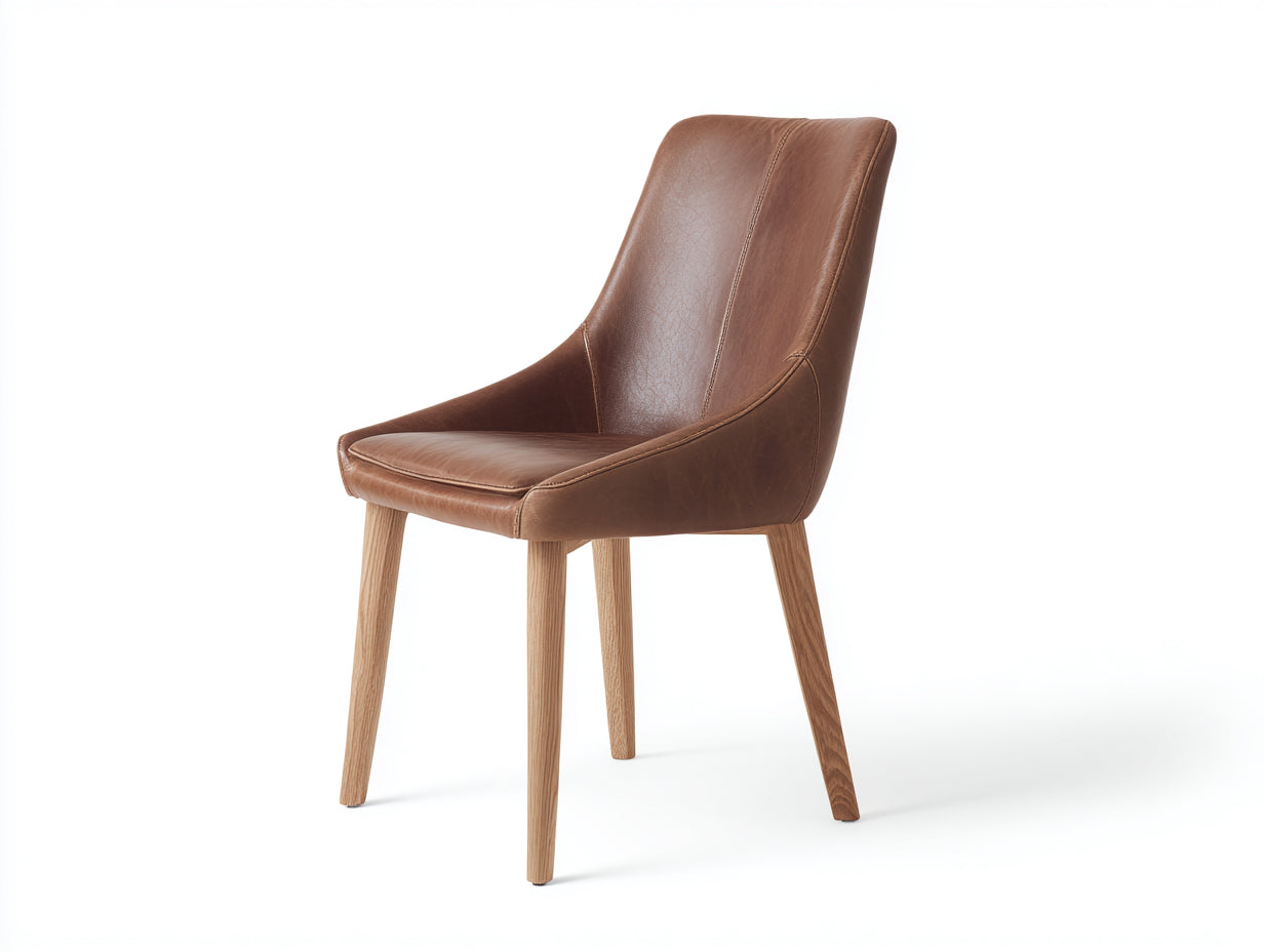 Sedia da pranzo - similpelle-legno - 50x59x89 cm - marrone cognac - moderno