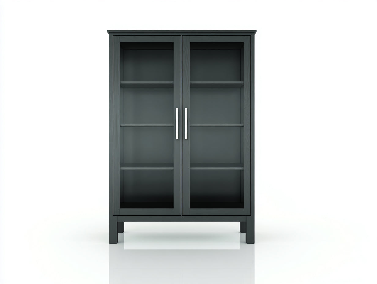 Librerie - legno-vetro - 88x40x176 cm - grigio antracite - moderno
