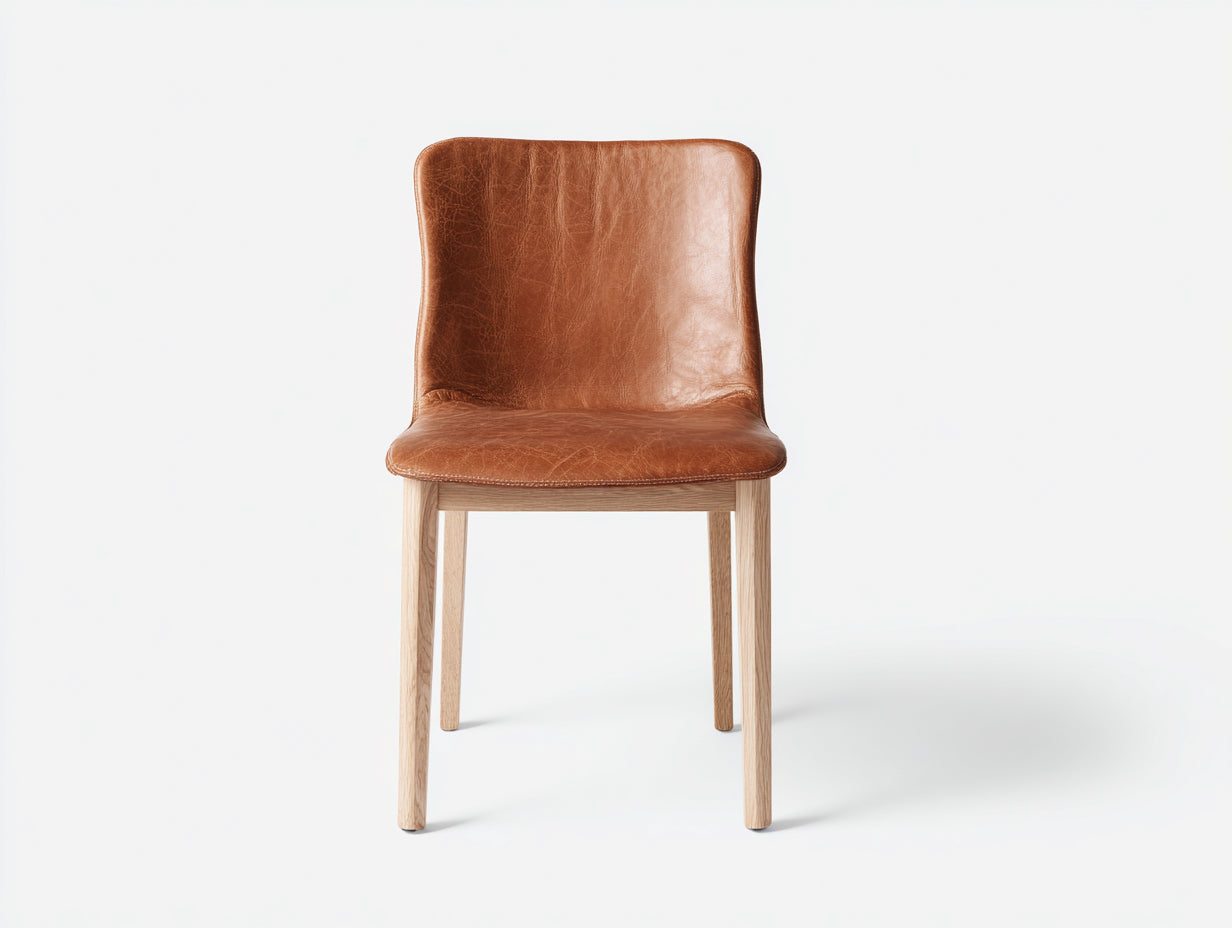 Sedia da pranzo - similpelle-legno - 48x55x86 cm - marrone cuoio - contemporaneo