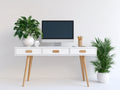 Scrivania - legno - 135x52x77 cm - bianco-naturale - scandinavo